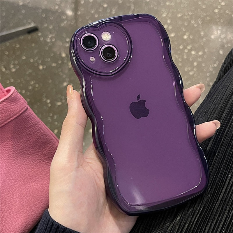 Lovely Purple Grapes Phone Case For iPhone 11 12 13 Pro Max XR XS Max X Love Heart Camera Protection Clear Silicone Bumper Cover