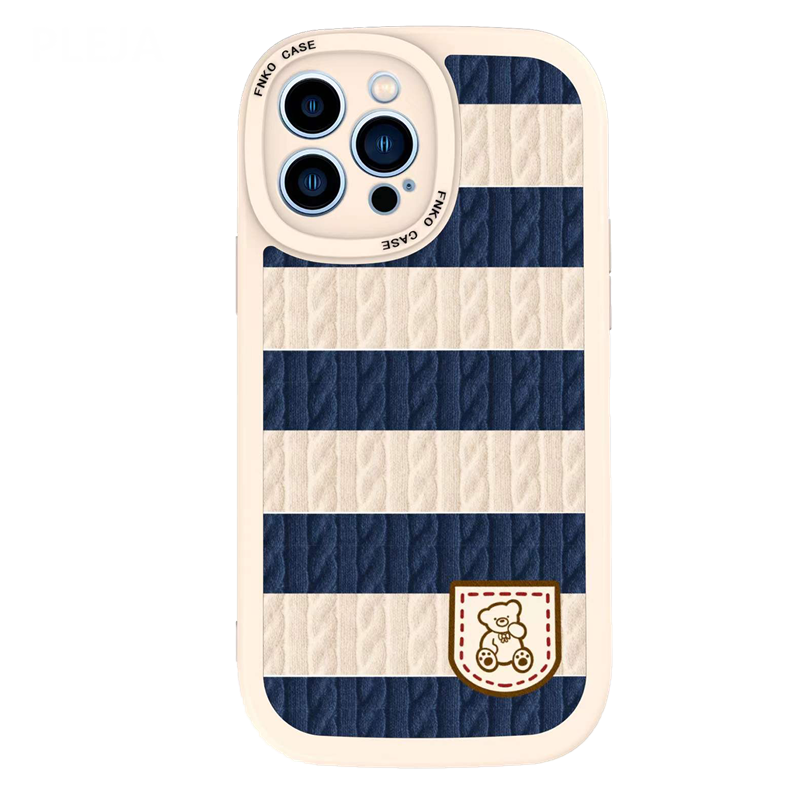 Yickyue Cute Cartoon Leather Sweater Knitting Pattern Phone Case For iPhone 12 13 14 Pro Max X XR XS 11 Pro Max 7 8 plus Silicone Covers