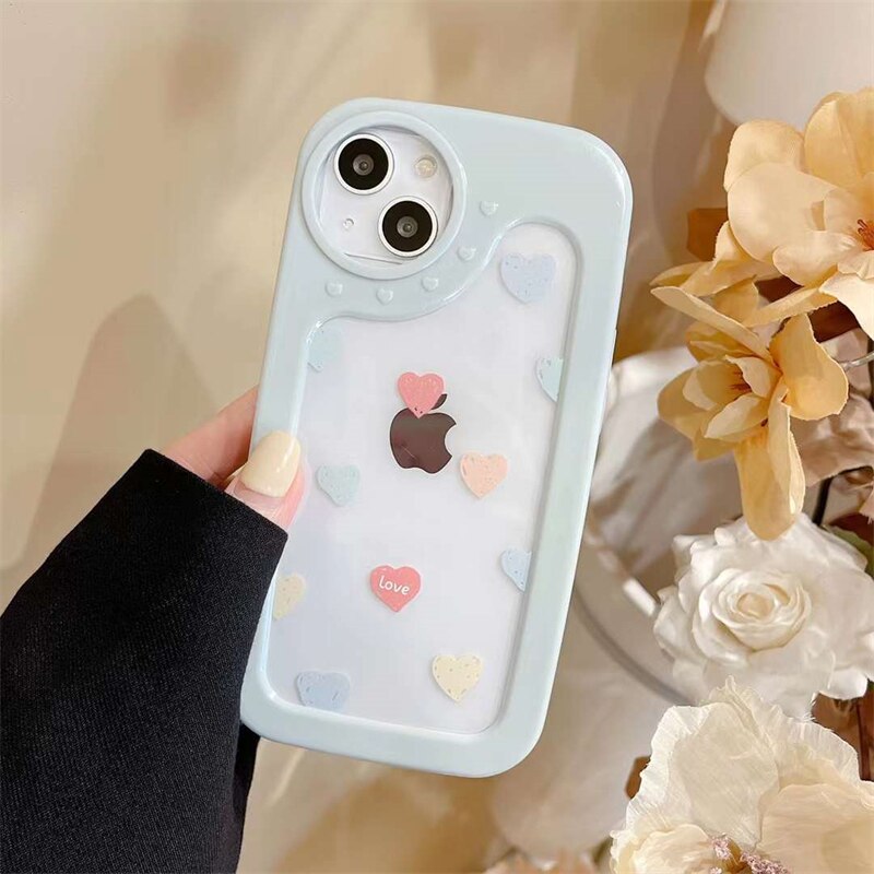 Luxury Cute Animal Cartoon Bear Clear Soft Phone Cases For iPhone 13 12 11 Pro Max X XS Max XR Lovely love lens Frame Cover Gift
