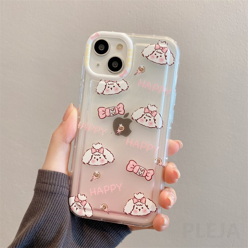 Yickyue Air Bag Shockproof Capa Phone Case For apple iPhone 14 Plus 11 12 13 Pro Max 14Pro Soft Clear Cover Cute Cartoon Dog Bear Shell