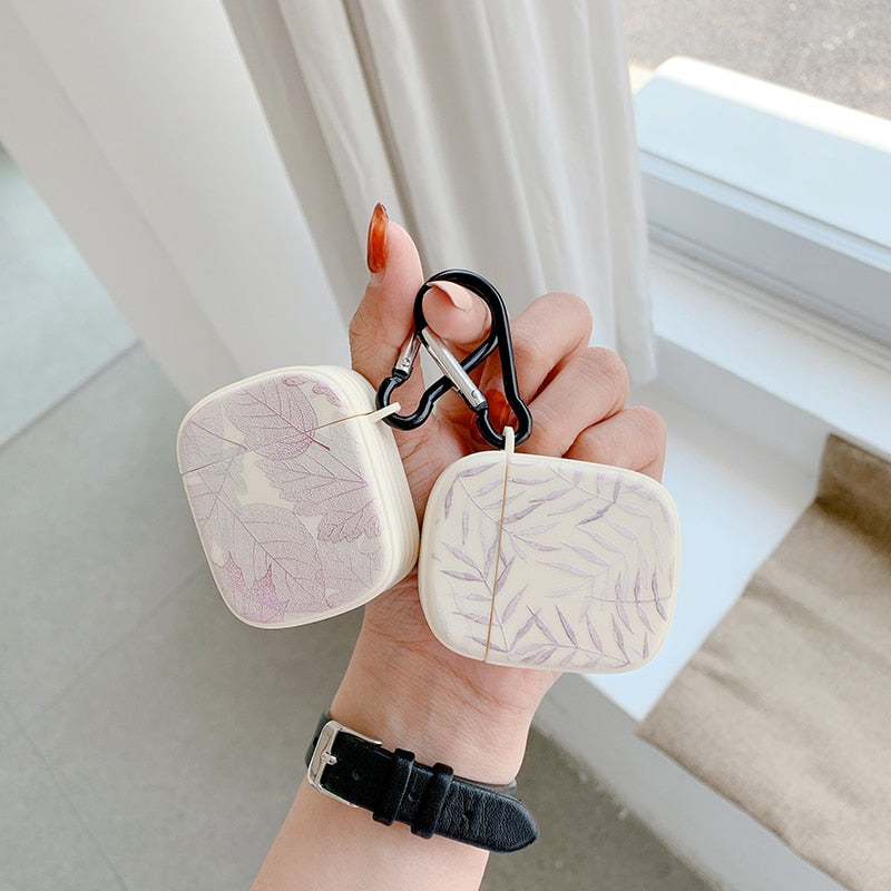 Yickyue INS leaf vein painted phone Case For iphone 11 12Pro Max X XR 7 8Plus for airpods Pro 2 1 Earphone case Protective cover
