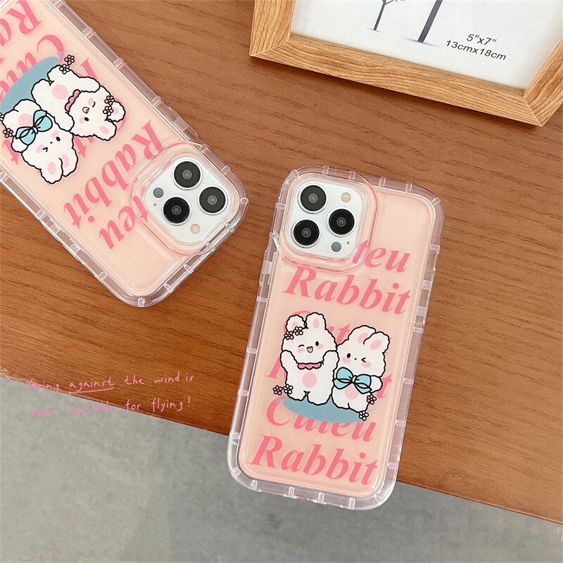 Yickyue Gasbag Shockproof Phone Case For apple iPhone 14 Plus 11 12 13 Pro Max 14promax Soft Cover Girly Cute Cartoon Rabbit Pink Capa