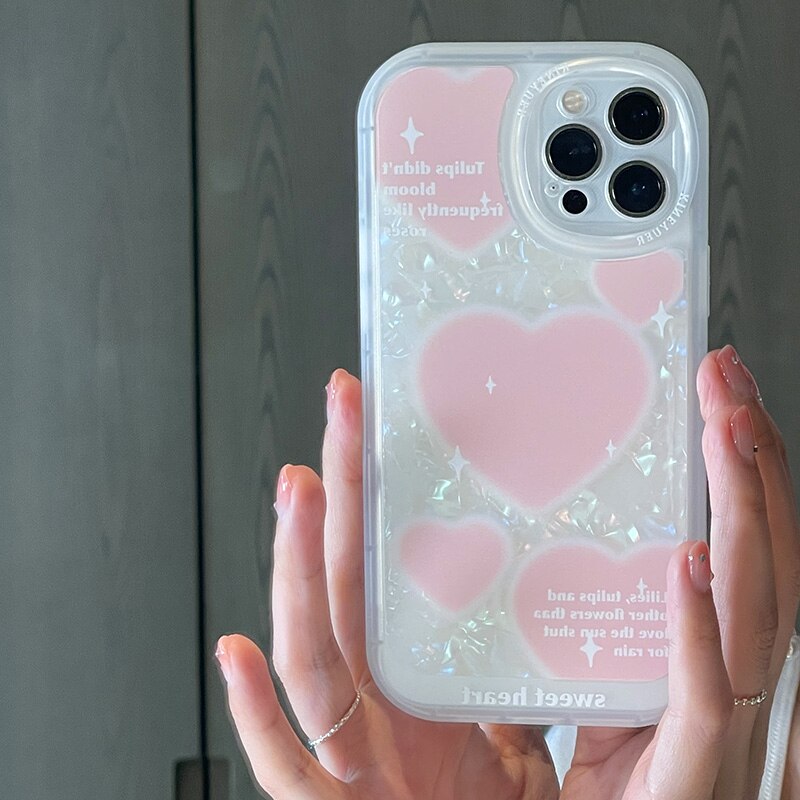 Luxury Marble Dream Shell Pattern Phone Case For iPhone 13 12 11 Pro XS Max XR X 7 8 Plus Love Heart Soft Silicone Glitter Cover