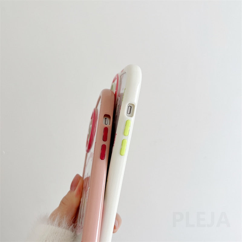 Yickyue Cute Cartoon Rabbit Phone Case For apple iPhone 14 Plus 11 12 13 Pro Max 14pro Soft Clear Cover Girly Pink Puff Shockproof Capa