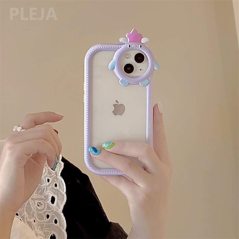 Yickyue Cute Lovely Cartoon Lens Transparent Phone Case For iPhone 13 Pro Max Coque Funny Clear Protector Cover For iphone 12 11 pro max