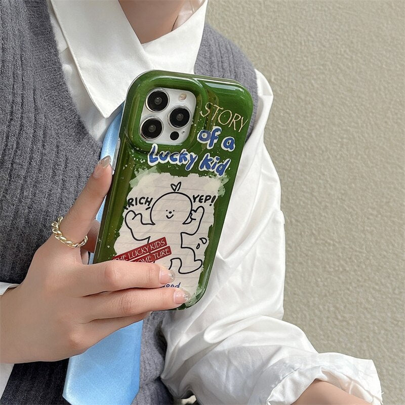 Yickyue INS Air Bag Puff Shockproof Phone Case For apple iPhone 14 Plus 11 12 13 Pro Max 14pro Soft Cover Cute Cartoon Label Gasbag Capa