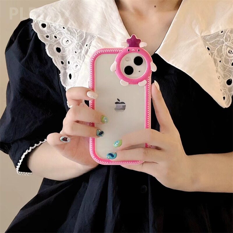 Yickyue Cute Lovely Cartoon Lens Transparent Phone Case For iPhone 13 Pro Max Coque Funny Clear Protector Cover For iphone 12 11 pro max