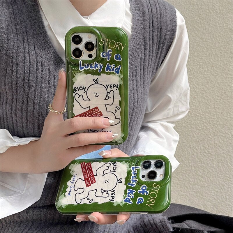 Yickyue INS Air Bag Puff Shockproof Phone Case For apple iPhone 14 Plus 11 12 13 Pro Max 14pro Soft Cover Cute Cartoon Label Gasbag Capa