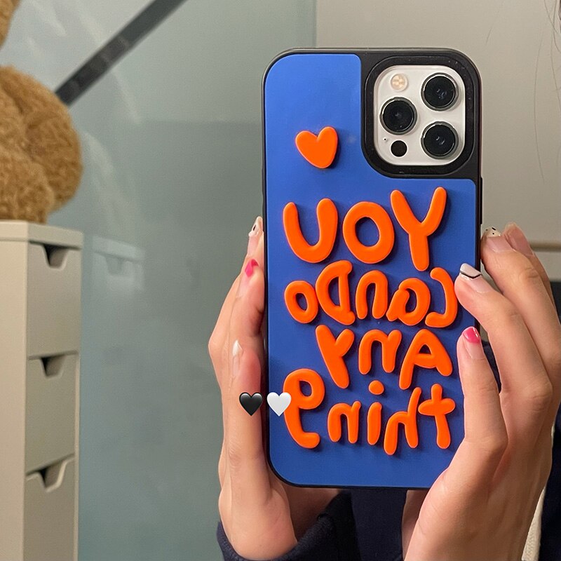 INS 3D Letters Clay Fashion Soft Phone Case For iPhone 13 12 Pro Max 11 7 8 Plus X XR XS Max Luxury Matte Silicone Back Cover