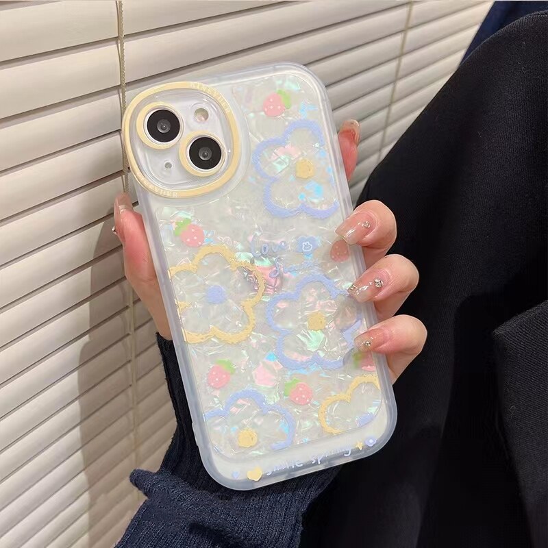 Luxury Marble Dream Shell Pattern Phone Case For iPhone 13 12 11 Pro XS Max XR X 7 8 Plus Love Heart Soft Silicone Glitter Cover