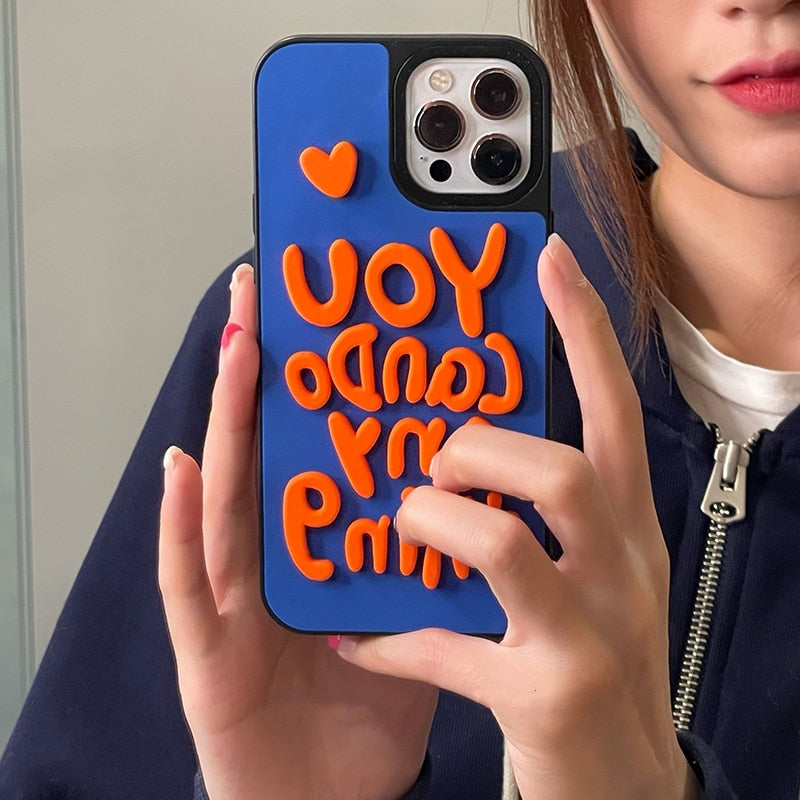 INS 3D Letters Clay Fashion Soft Phone Case For iPhone 13 12 Pro Max 11 7 8 Plus X XR XS Max Luxury Matte Silicone Back Cover