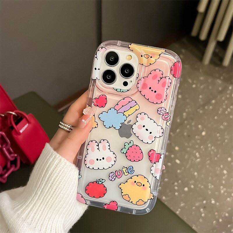 Yickyue Retro Oil Painting Flower Transparent Phone Case For iPhone 14 11 13 12 Pro Max 14 Plus 7 8 Plus SE Air Cushion Shockproof Cover