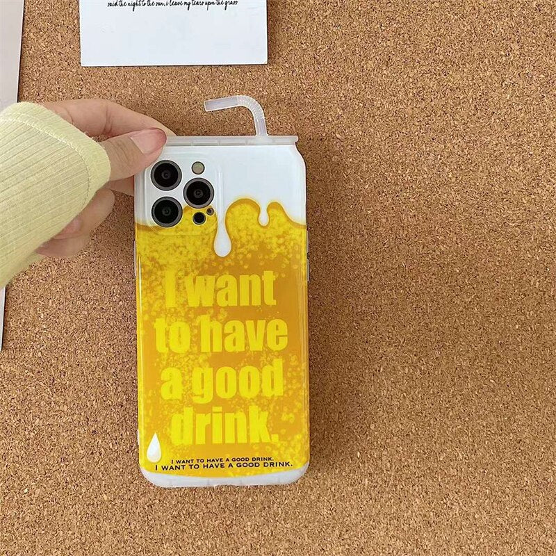 Korea Cute 3D Coffee Drink Phone Case For iPhone 13 12 11 Pro Max Funny Simulation Cans Protection Shell Spft Cover Friend Gift