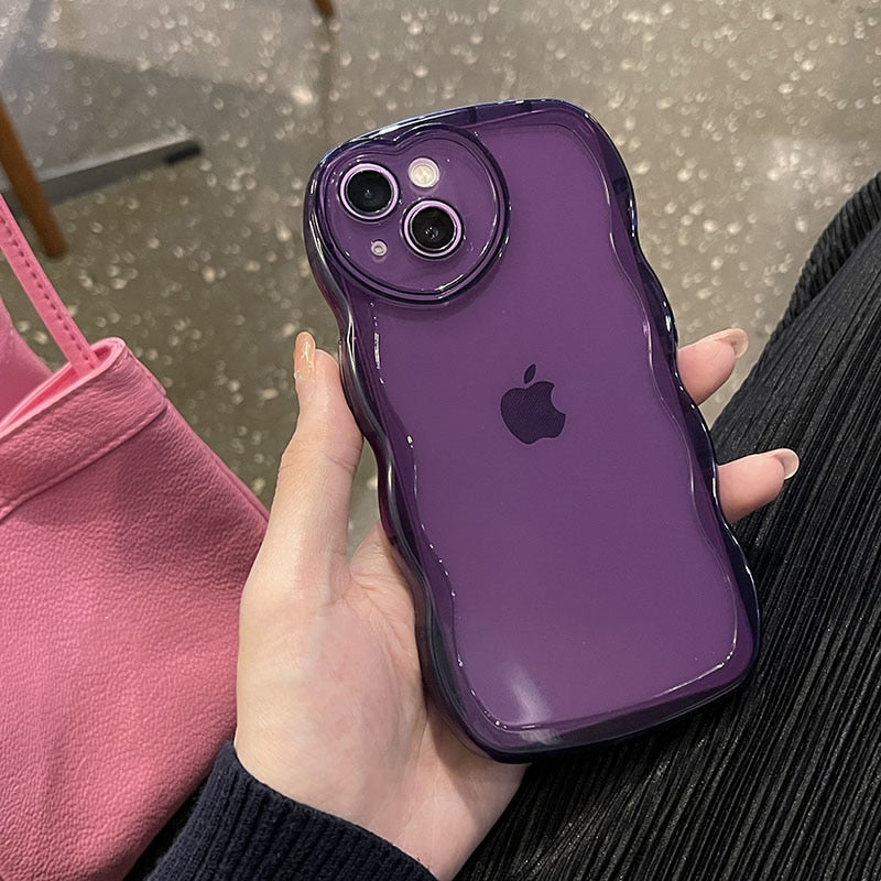 Lovely Purple Grapes Phone Case For iPhone 11 12 13 Pro Max XR XS Max X Love Heart Camera Protection Clear Silicone Bumper Cover