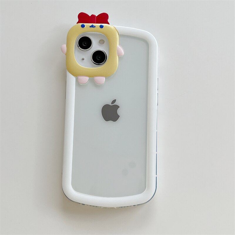 Lovely Cartoon Transparent Phone Case For iPhone 12 11 13 Pro Max XR XS Max X Cute Camera Protection Clear TPU Soft Bumper Cover