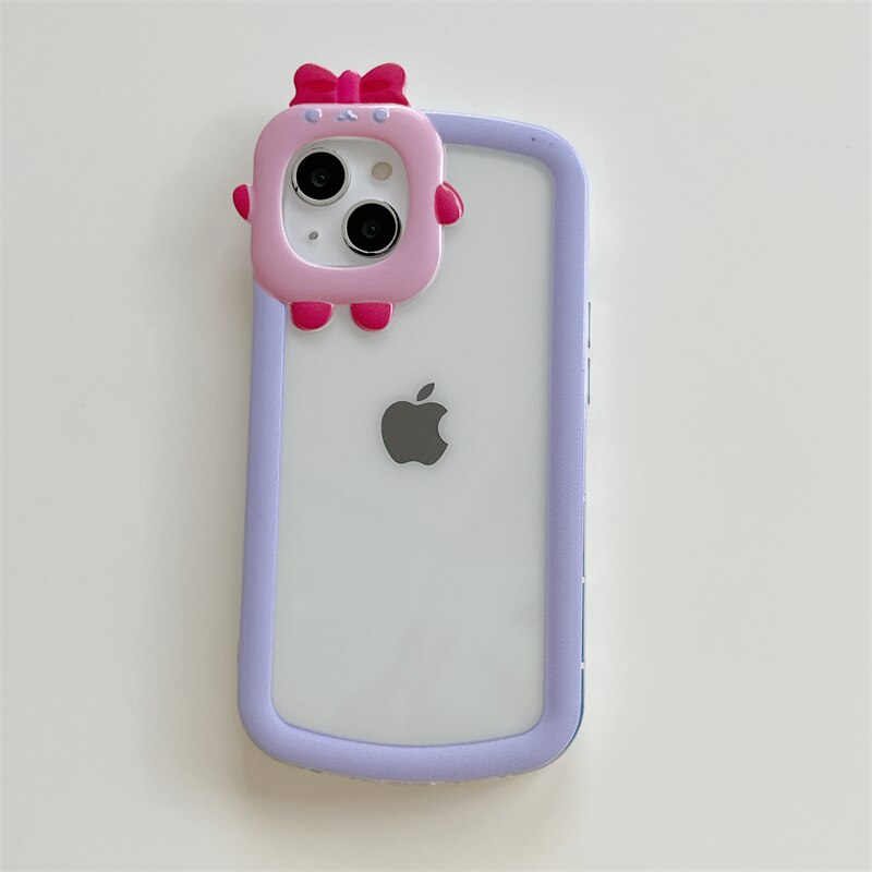 Lovely Cartoon Transparent Phone Case For iPhone 12 11 13 Pro Max XR XS Max X Cute Camera Protection Clear TPU Soft Bumper Cover