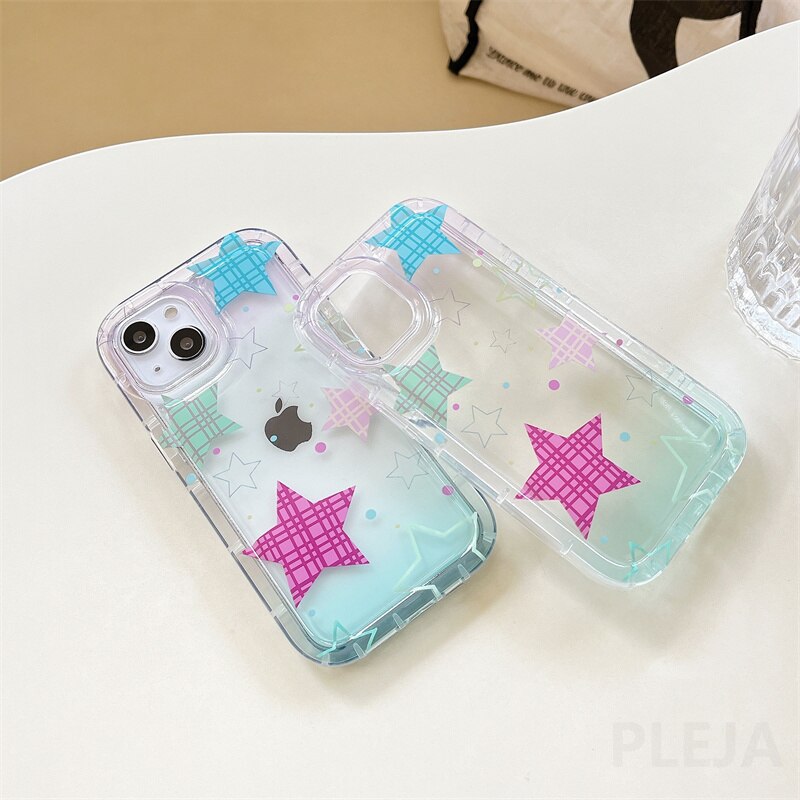 Yickyue Gasbag Shockproof Phone Case For apple iPhone 14 Plus 11 12 13 Pro Max 14promax Soft Cover Cute Girly Stars Full Protection Capa