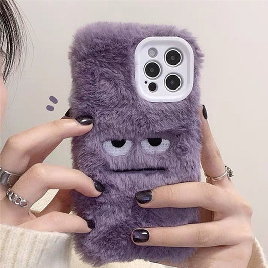 Korean Cute Funny Fur Fluffy Phone Case For iphone 13 12 11 Pro MAX Mini X XS XR 7 8 Plus SE  Girl Cover Soft Plush Coque