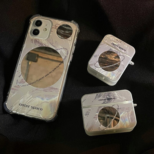 Yickyue INS Outer space planet mirror case for airpods Pro 1 2 Earphone case For iphone 11 13 12Pro Max X XR 7 8Plus Protective cover