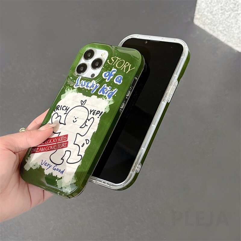 Yickyue INS Air Bag Puff Shockproof Phone Case For apple iPhone 14 Plus 11 12 13 Pro Max 14pro Soft Cover Cute Cartoon Label Gasbag Capa