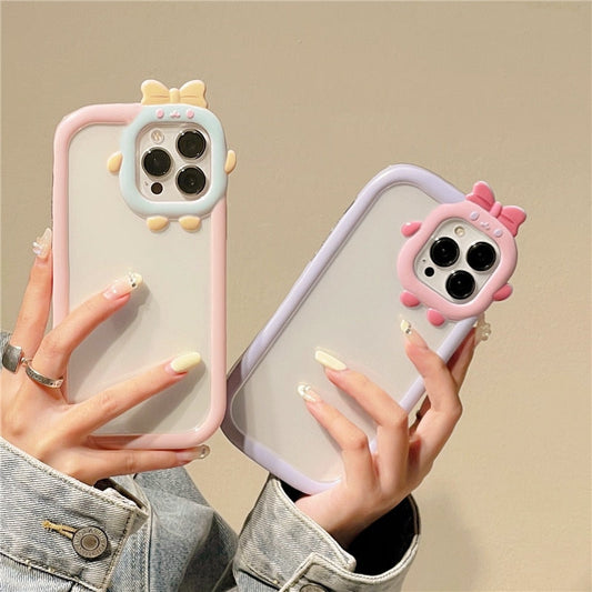 Lovely Cartoon Transparent Phone Case For iPhone 12 11 13 Pro Max XR XS Max X Cute Camera Protection Clear TPU Soft Bumper Cover