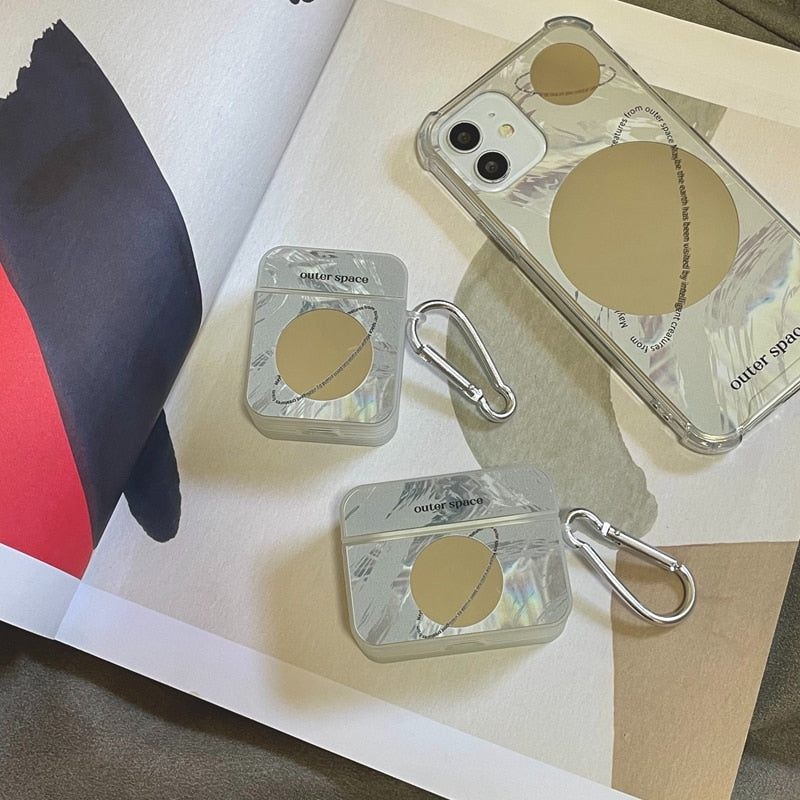 Yickyue INS Outer space planet mirror case for airpods Pro 1 2 Earphone case For iphone 11 13 12Pro Max X XR 7 8Plus Protective cover