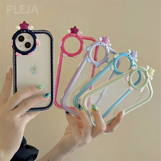 Yickyue Cute Lovely Cartoon Lens Transparent Phone Case For iPhone 13 Pro Max Coque Funny Clear Protector Cover For iphone 12 11 pro max
