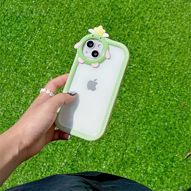 Yickyue Cute Lovely Cartoon Lens Transparent Phone Case For iPhone 13 Pro Max Coque Funny Clear Protector Cover For iphone 12 11 pro max