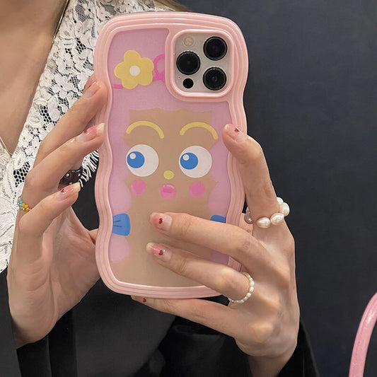 Unique Candy Color Pink Border Shockproof Phone Case For iPhone 12 13 11 Pro Max XR X XS Max Japan Cartoon Funny Back Cover Gift