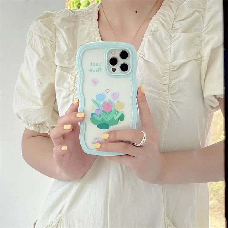 Unique Candy Color Pink Border Shockproof Phone Case For iPhone 12 13 11 Pro Max XR X XS Max Japan Cartoon Funny Back Cover Gift