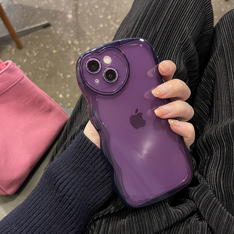 Lovely Purple Grapes Phone Case For iPhone 11 12 13 Pro Max XR XS Max X Love Heart Camera Protection Clear Silicone Bumper Cover