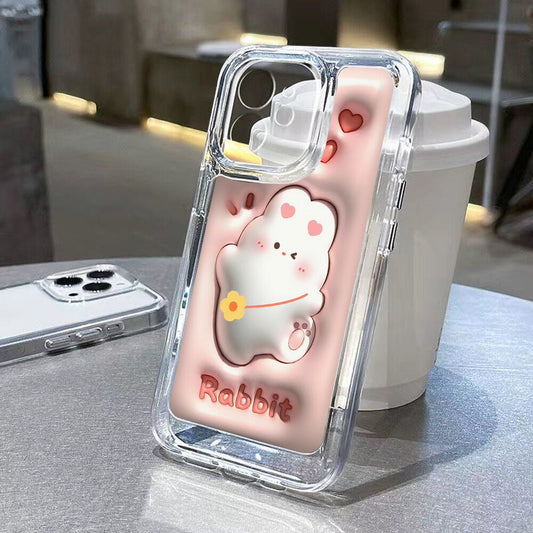 Yickyue Cute Rabbit Bunny Pink Heart Phone Case For iPhone 13 Pro Max Case iPhone 11 Case iPhone 12 14 Pro Max X XS XR Kawaii Soft Cover