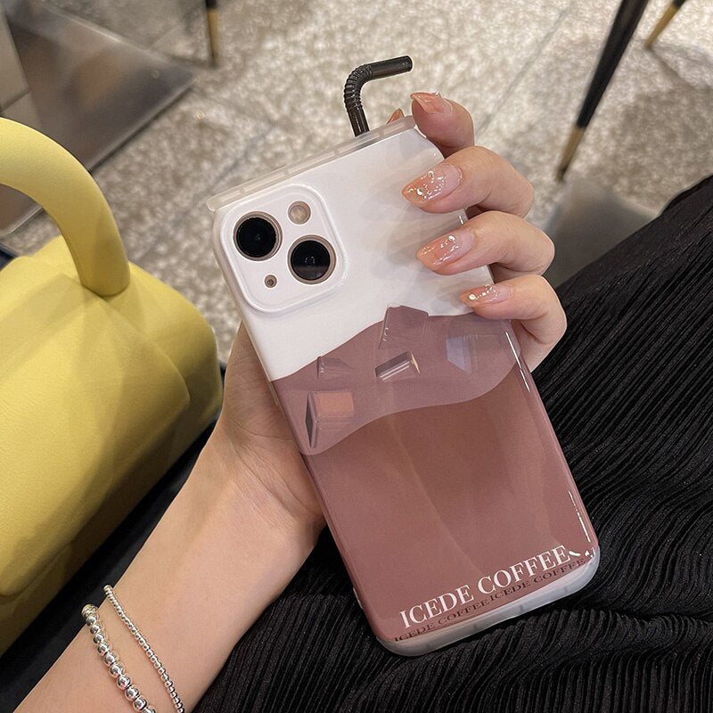 Korea Cute 3D Coffee Drink Phone Case For iPhone 13 12 11 Pro Max Funny Simulation Cans Protection Shell Spft Cover Friend Gift