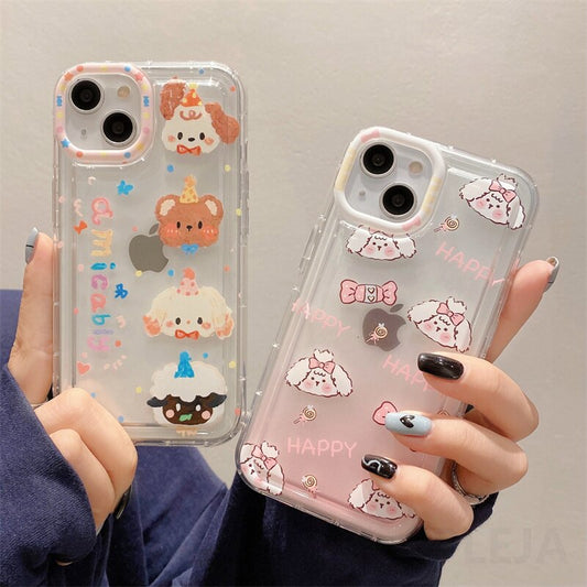 Yickyue Air Bag Shockproof Capa Phone Case For apple iPhone 14 Plus 11 12 13 Pro Max 14Pro Soft Clear Cover Cute Cartoon Dog Bear Shell