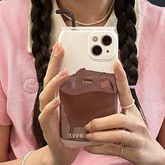 Korea Cute 3D Coffee Drink Phone Case For iPhone 13 12 11 Pro Max Funny Simulation Cans Protection Shell Spft Cover Friend Gift