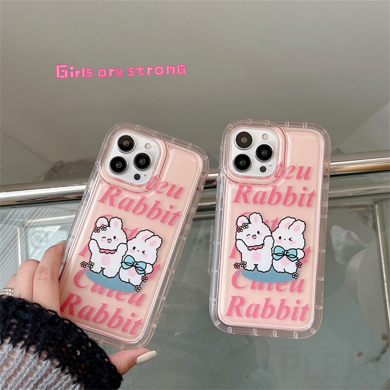 Yickyue Gasbag Shockproof Phone Case For apple iPhone 14 Plus 11 12 13 Pro Max 14promax Soft Cover Girly Cute Cartoon Rabbit Pink Capa