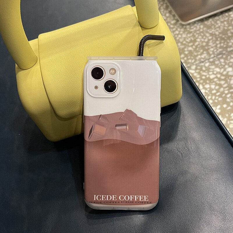Korea Cute 3D Coffee Drink Phone Case For iPhone 13 12 11 Pro Max Funny Simulation Cans Protection Shell Spft Cover Friend Gift