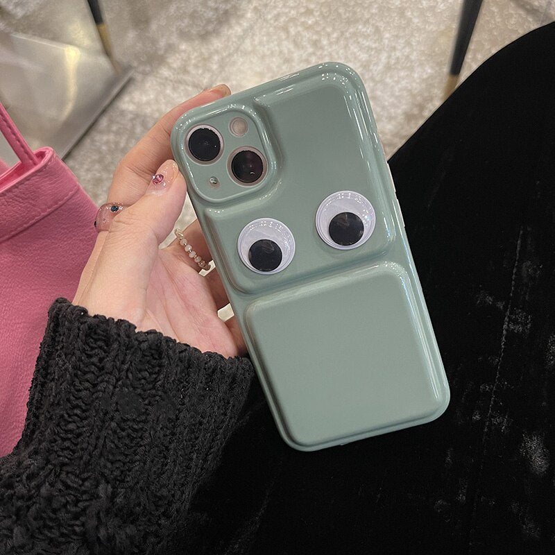 Macaron Funny monster Candy Color Phone Case For iphone 13 12 11 Pro XS MAX X XR Quicksand Eyes Girl Cover Soft Silicone Coque