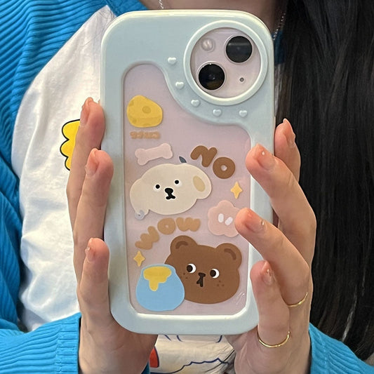 Luxury Cute Animal Cartoon Bear Clear Soft Phone Cases For iPhone 13 12 11 Pro Max X XS Max XR Lovely love lens Frame Cover Gift