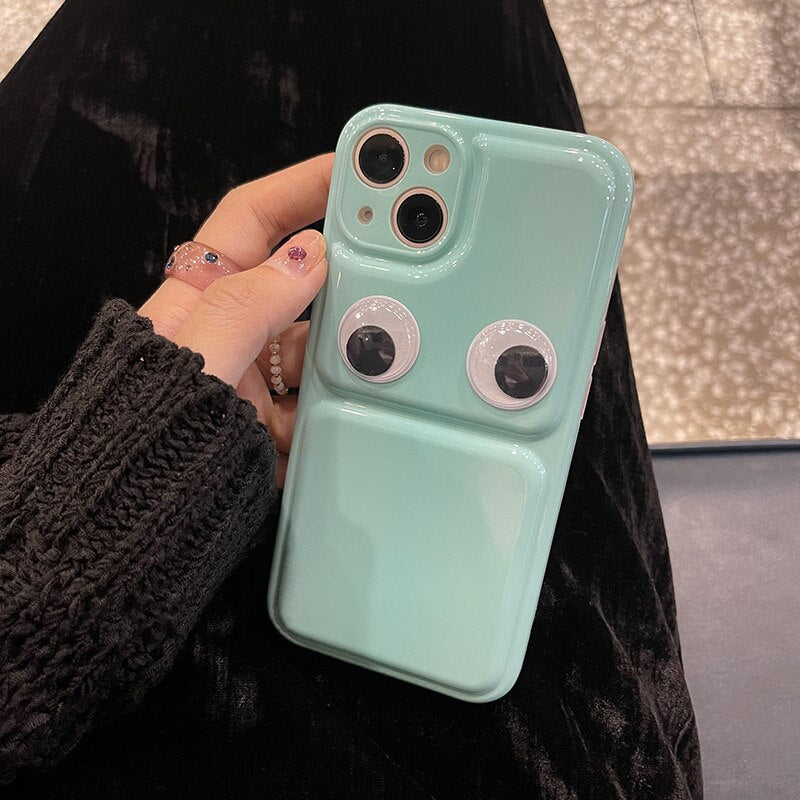 Macaron Funny monster Candy Color Phone Case For iphone 13 12 11 Pro XS MAX X XR Quicksand Eyes Girl Cover Soft Silicone Coque