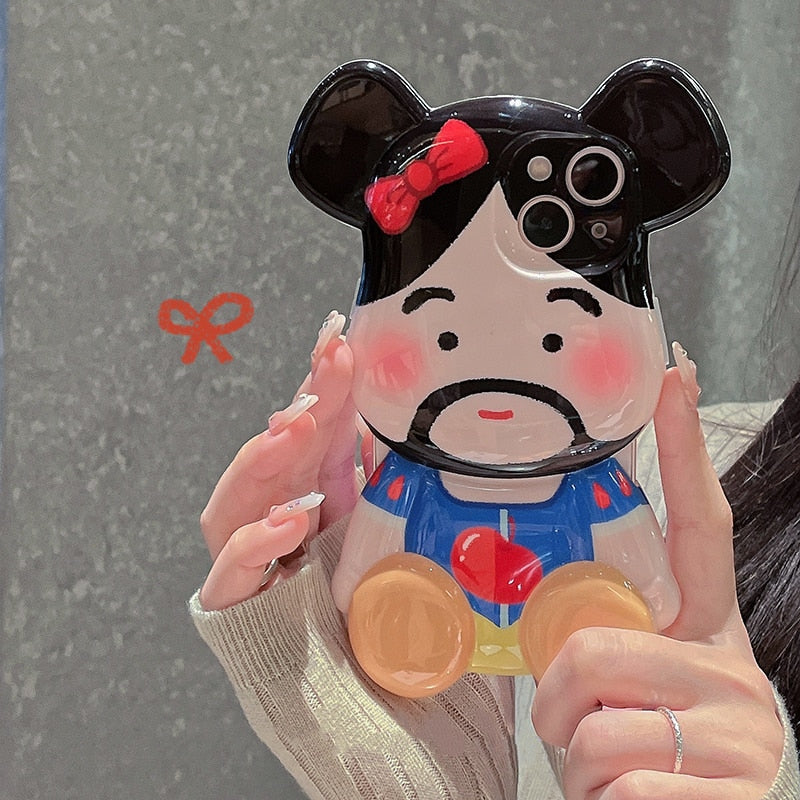 Funny Cute Cartoon 3D Phone Case For iPhone 13 12 11 Pro Max X XS XR Lovely Friend Couples Glossy Shockproof Soft Silicone Cover