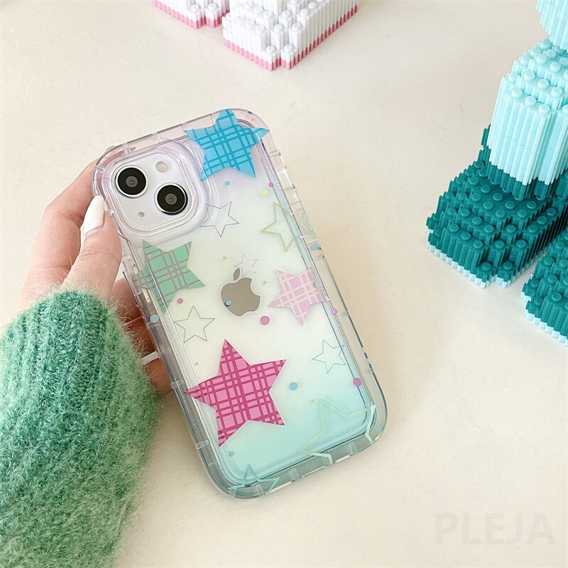 Yickyue Gasbag Shockproof Phone Case For apple iPhone 14 Plus 11 12 13 Pro Max 14promax Soft Cover Cute Girly Stars Full Protection Capa