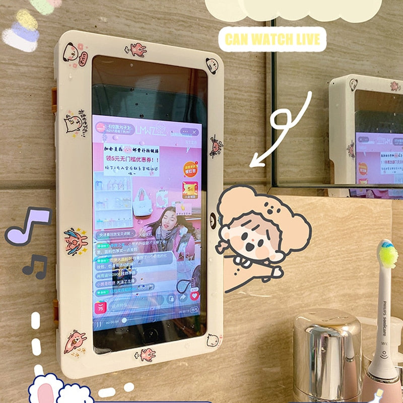 Bathroom Waterproof Mobile Phone Case Holder Shower Bath Room Toilet Wall Hanging Storage Rack Waterproof Smartphone Organizer