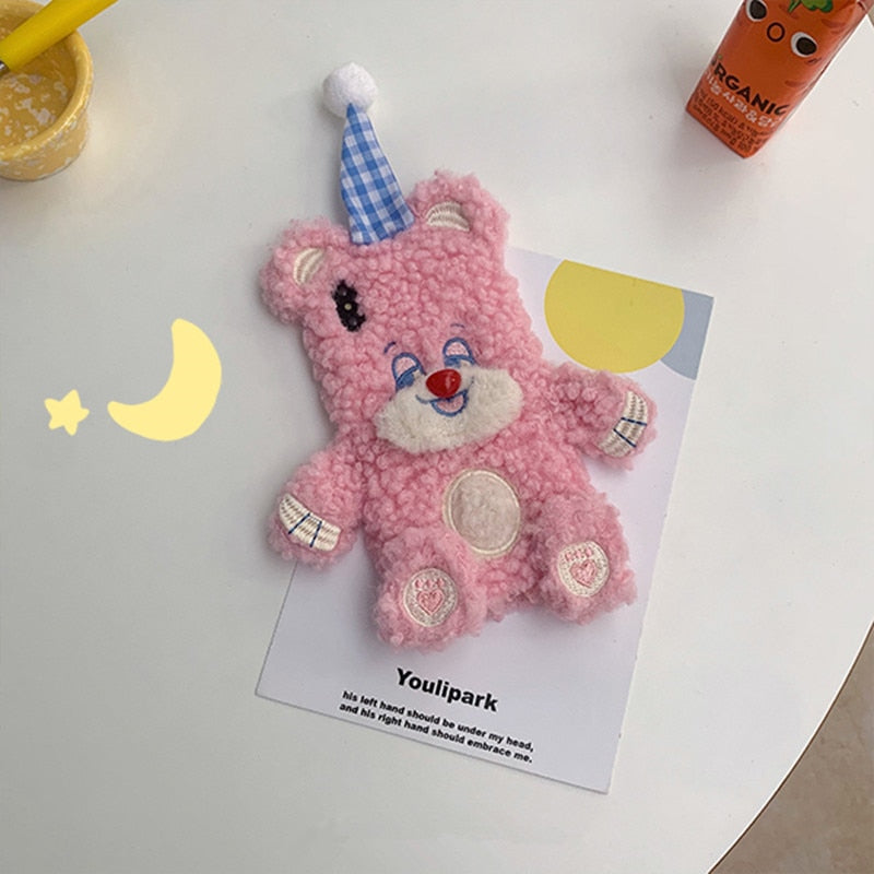 Cartoon 3D Lovely Bear Plush Phone Case For iPhone 12 11 Pro Max XR XS X Soft Cute Shockproof Warm Plush Christmas Cover Gift