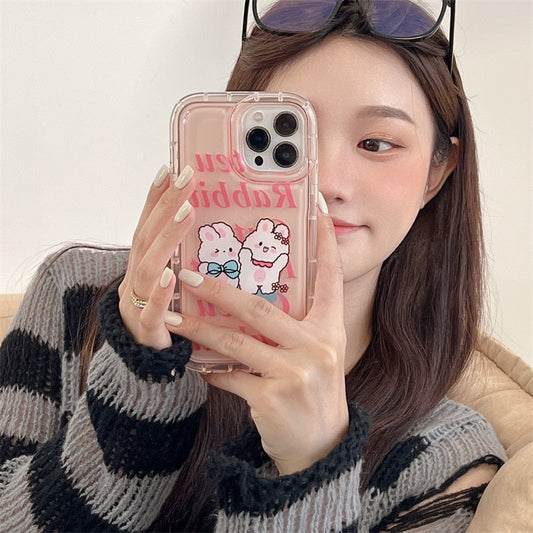 Yickyue Gasbag Shockproof Phone Case For apple iPhone 14 Plus 11 12 13 Pro Max 14promax Soft Cover Girly Cute Cartoon Rabbit Pink Capa