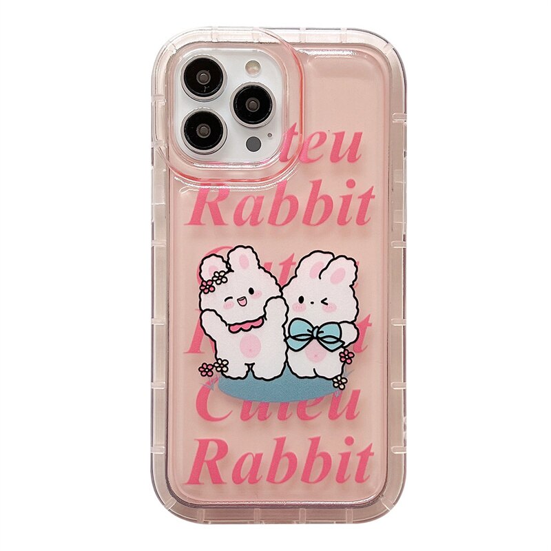 Yickyue Gasbag Shockproof Phone Case For apple iPhone 14 Plus 11 12 13 Pro Max 14promax Soft Cover Girly Cute Cartoon Rabbit Pink Capa