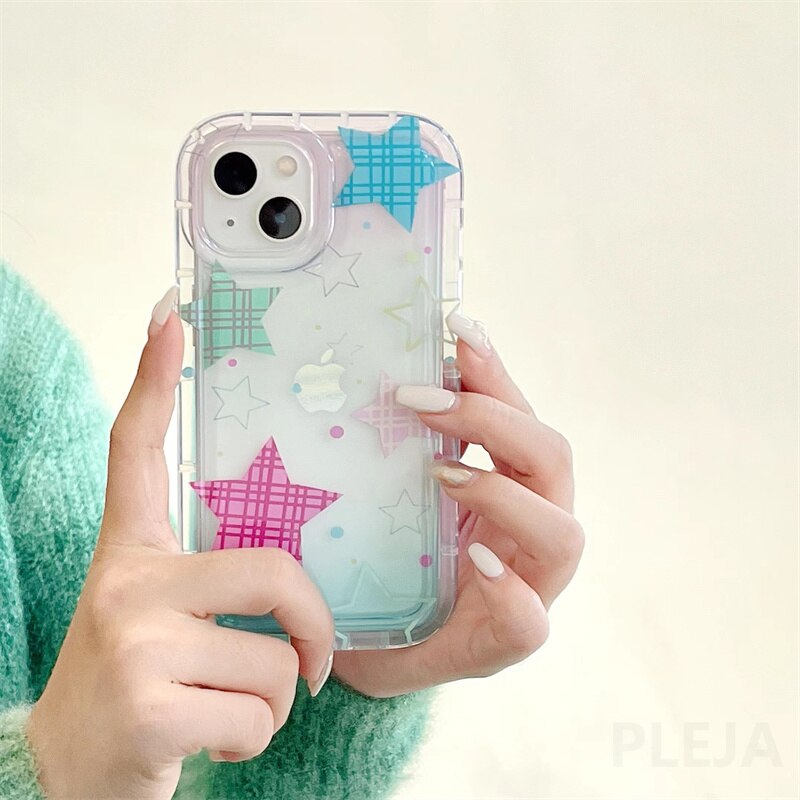 Yickyue Gasbag Shockproof Phone Case For apple iPhone 14 Plus 11 12 13 Pro Max 14promax Soft Cover Cute Girly Stars Full Protection Capa