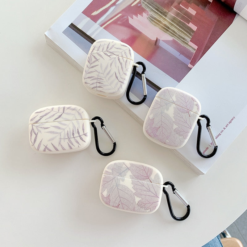 Yickyue INS leaf vein painted phone Case For iphone 11 12Pro Max X XR 7 8Plus for airpods Pro 2 1 Earphone case Protective cover