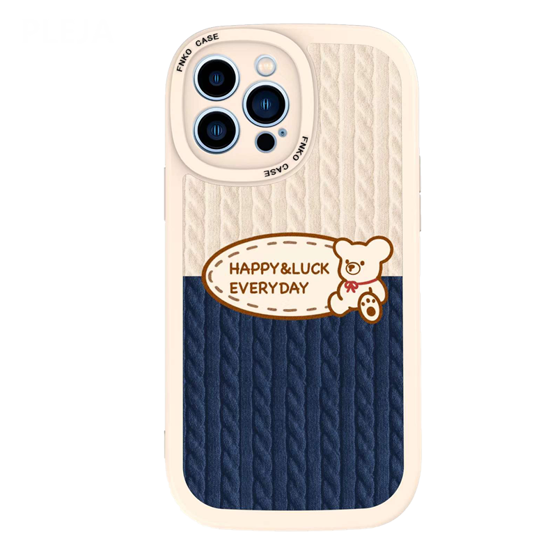 Yickyue Cute Cartoon Leather Sweater Knitting Pattern Phone Case For iPhone 12 13 14 Pro Max X XR XS 11 Pro Max 7 8 plus Silicone Covers
