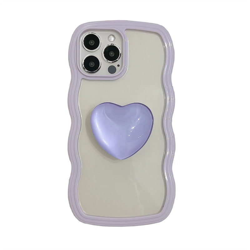 Japan Dream Crystal Love Heart Stand Phone Case For iPhone 13 12 11 Pro XS Max X XR Candy Cute Clear Soft Silicone Back Cover